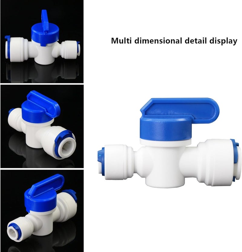 AimatRun Water purifier globe valve, 1/4 "FPT × 3/8" pipeline quick ball valve switch, outer diameter 1/4 turn 3/8 inch quick push plastic pipe joint, suitable for reverse osmosis filtration RODI system 5PCS - Image 2